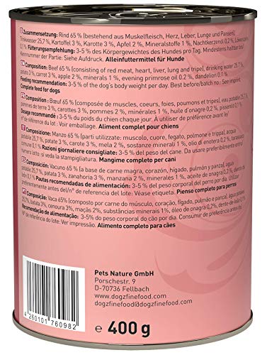 Dogz finefood Perros Forro No. 2 400 g de Vacuno, 6 Pack (6 x 400 g)