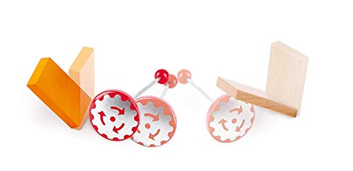 Dominó Fábrica Robótica de Hape, Set de Dominó de Dos Caras y Bola de Madera, Juego Educativo para Niños y Niñas