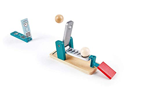 Dominó Fábrica Robótica de Hape, Set de Dominó de Dos Caras y Bola de Madera, Juego Educativo para Niños y Niñas