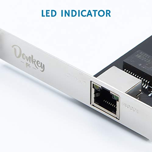 Donkey pc - Tarjeta de Red PCIE 1GB GIGABIT de hasta 1000Mbps con Chipset Realtek RTL8111C. Tarjeta PCI Gigabit Ethernet RJ45 (10/100/1000 Mbps). Incluye Bracket de bajo Perfil.