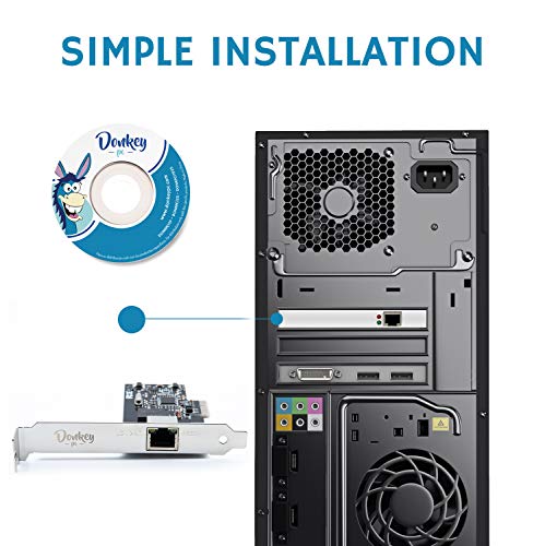 Donkey pc - Tarjeta de Red PCIE 1GB GIGABIT de hasta 1000Mbps con Chipset Realtek RTL8111C. Tarjeta PCI Gigabit Ethernet RJ45 (10/100/1000 Mbps). Incluye Bracket de bajo Perfil.