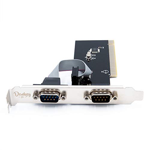 Donkey pc - Tarjeta expansión PCI de 2 Puertos Serie DB9 PCI Pines RS232 Adaptador de Tarjeta para Ordenador. Ideal para impresoras de Tickets, lectores de códigos y Similar.