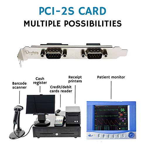 Donkey pc - Tarjeta expansión PCI de 2 Puertos Serie DB9 PCI Pines RS232 Adaptador de Tarjeta para Ordenador. Ideal para impresoras de Tickets, lectores de códigos y Similar.