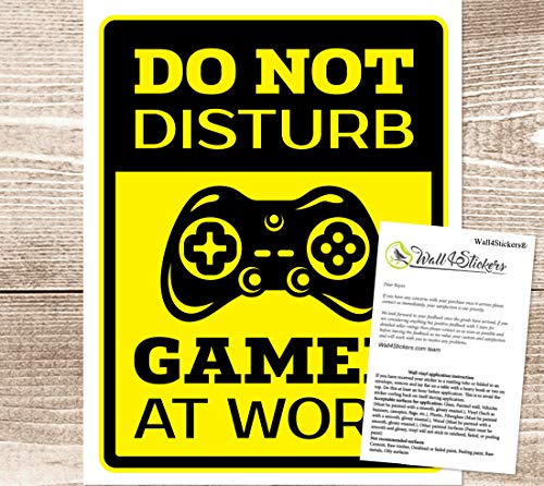 Don't Disturb Gamer at Work No Molestar al Jugador en el Trabajo Etiqueta de la Puerta Habitación de los niños Etiqueta de la Pared Mural Calcomanía de Vinilo