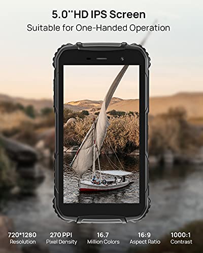 DOOGEE S35 [2021] Móvil Resistente, 4350mAh Batería, 4G Moviles Baratos y Buenos Android, 13MP Triple Cámara, 5.0 Corning Gorilla Glass Pantalla, 2GB RAM + 16GB ROM Smartphone Antigolpes, GPS, Negro