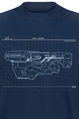 Doom BFG 9000 Hombre Camiseta Azul L, 100% algodón, Regular