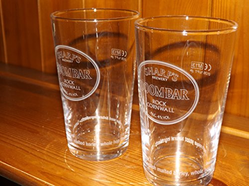 DOOM DE MEDIA PINTA X 2 AGUDOS CERVECERÍA DOOM BAR ROCK CORNWALL ESCASOS UN PAR DE GAFAS DE DOOM VASOS DE MEDIA PINTA