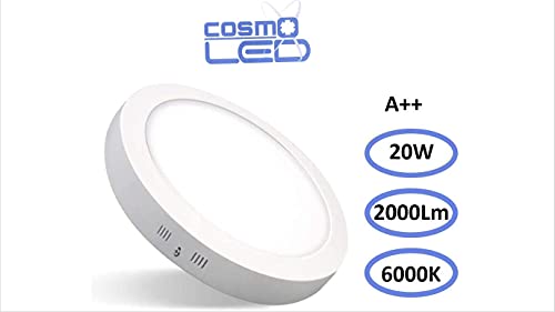 DOWNLIGHT PANEL SUPERFICIE LED CIRCULAR 20W plafon Redondo Para Techo y Pared (6000K, Pack de 4)