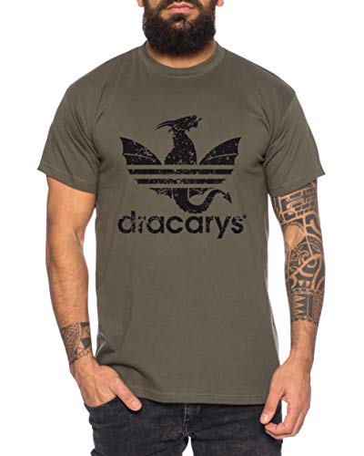 Dracarys - Camiseta de Hombre Targaryen Thrones Game of Stark Lannister Baratheon Daenerys Khaleesi TV BLU-Ray DVD, Größe2:XX-Large, Farbe2:Caqui