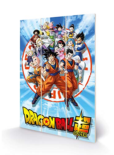 Dragon Ball Z MW12809P Dragon Ball Super-Impresión sobre Madera, 20 x 29,5 cm (Goku and The Z Fighters), Multicolor