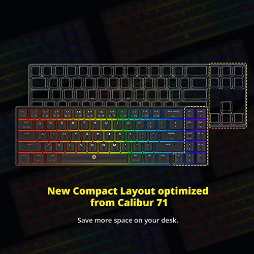 DREVO Calibur V2 TE 60% Teclado Mecánico para Juegos, Interruptor Cherry MX Marrón, Distribución QWERTY US, Compacto de 71 Teclas, Compatible con PC/Mac, USB C, Negro