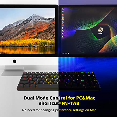 DREVO Calibur V2 TE 60% Teclado Mecánico para Juegos, Interruptor Cherry MX Marrón, Distribución QWERTY US, Compacto de 71 Teclas, Compatible con PC/Mac, USB C, Negro