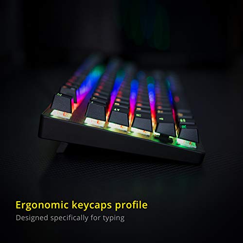 DREVO Tyrfing 87 Key V2 RGB Retroiluminado Personalizable Tenkeyless Teclado Mecánico Gaming con Teclas multimedias, soprte de Software - Outemu táctil US Layout [Interruptor marrón,Negro]
