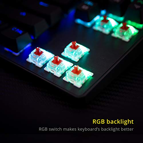 DREVO Tyrfing 87 Key V2 RGB Retroiluminado Personalizable Tenkeyless Teclado Mecánico Gaming con Teclas multimedias, soprte de Software - Outemu táctil US Layout [Interruptor marrón,Negro]