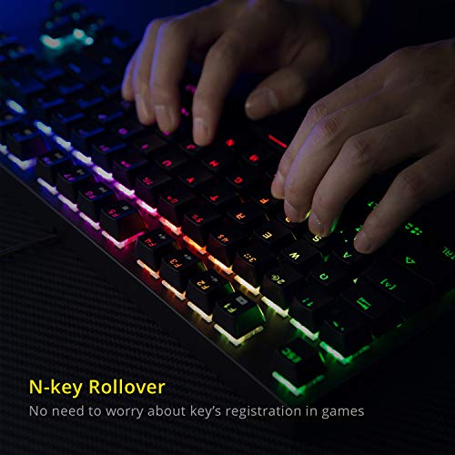 DREVO Tyrfing 87 Key V2 RGB Retroiluminado Personalizable Tenkeyless Teclado Mecánico Gaming con Teclas multimedias, soprte de Software - Outemu táctil US Layout [Interruptor marrón,Negro]