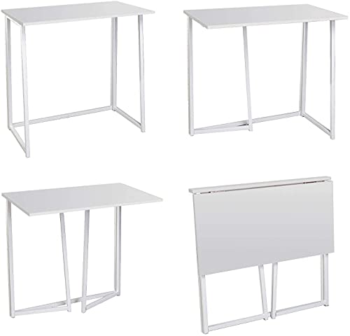 Dripex Mesa Escritorio Plegable, Mesa Ordenador, Compacto sin ensamblaje, Mesa de Estudio Plegable para Casa Oficina, Escritorio para computadora Manualidades, Mesa Blanco, 80 x 45 x 74 cm