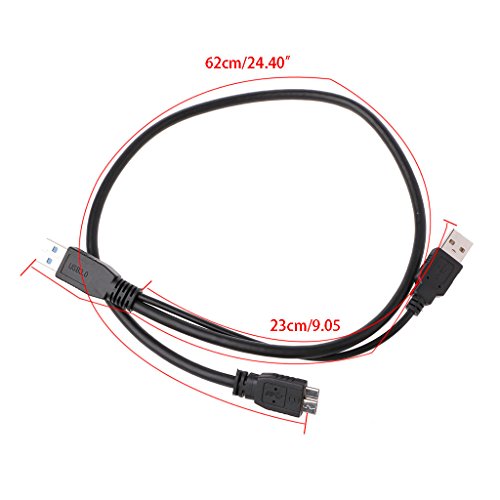DROHOO USB 3.0 Macho a Tipo A Micro B Macho Y Splliter Cable de extensión para Disco Duro, Negro