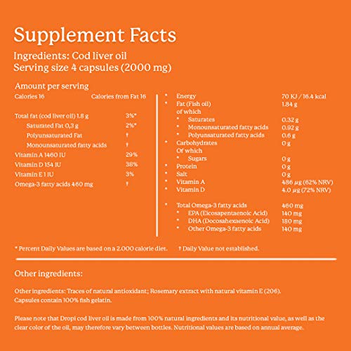 Dropi Pure Icelandic Extra Virgin Cod Liver Oil Capsules - 60 Capsules