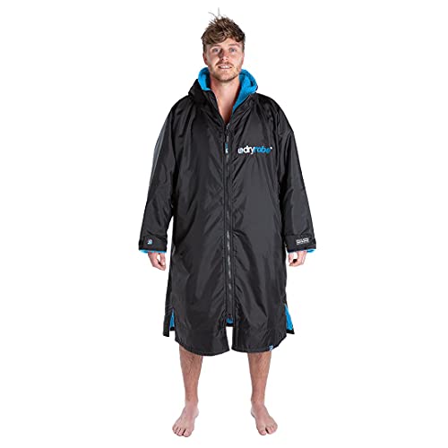 Dryrobe Advance - Poncho de Manga Larga para cambiarse - Extragrande, Impermeable y Cortavientos - Natación/Surf/Carreras de obstáculos - para Adultos - M - Negro/Azul