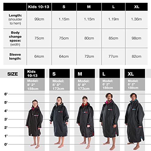 Dryrobe Advance - Poncho de Manga Larga para cambiarse - Extragrande, Impermeable y Cortavientos - Natación/Surf/Carreras de obstáculos - para Adultos - M - Negro/Azul