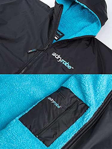 Dryrobe Advance - Poncho de Manga Larga para cambiarse - Extragrande, Impermeable y Cortavientos - Natación/Surf/Carreras de obstáculos - para Adultos - M - Negro/Azul