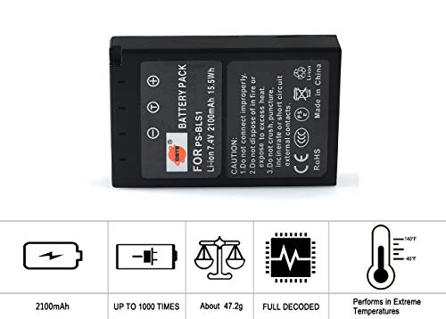 DSTE 2PCS BLS-1 PS-BLS1(2100mAh/7.4V) Batería Cargador Compatible para Olympus E-400,E-410,E-420,E-450,E-600,E-620,E-P1,E-P2,E-P3,E-PL1,E-PL3,E-PM1 Cámara