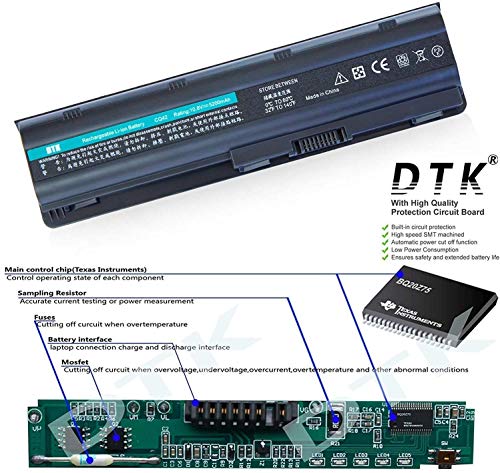 Dtk Batería de Repuesto para Portátil for Hp G32 G42 G62 G72 G4 G6 G6t G7 ; Compaq Presario Cq32 Cq42 Cq43 Cq430 Cq56 Cq62 Cq72 ; Hp Pavilion Dm4 ; Fits Mu06 593553-001 593554-001 Mu09 593550-001
