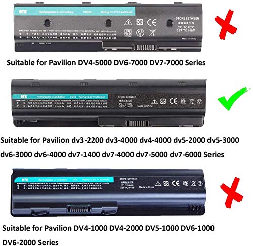 Dtk Batería de Repuesto para Portátil for Hp G32 G42 G62 G72 G4 G6 G6t G7 ; Compaq Presario Cq32 Cq42 Cq43 Cq430 Cq56 Cq62 Cq72 ; Hp Pavilion Dm4 ; Fits Mu06 593553-001 593554-001 Mu09 593550-001