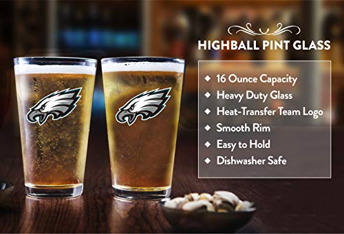 Duck House Juego de vasos de pinta de New York Giants transparente, 16 onzas, 2 paquetes - LGHC121-2, Juego de vasos de pinta, 16 OZ/EA, Transparente