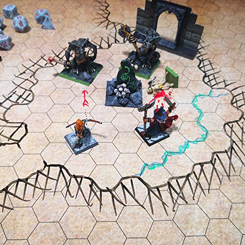 Dungeon Grid Game Mat | IMPRESCINDIBLE Accesorio para Juegos de rol - Batallas – Juegos de Mesa | Compatible con D&D, Pathfinder y Warhammer | Reutilizable, Durable Y PORTÁTIL (Hexagonal)