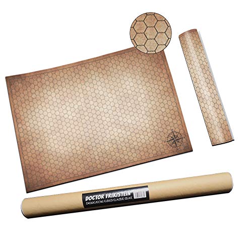 Dungeon Grid Game Mat | IMPRESCINDIBLE Accesorio para Juegos de rol - Batallas – Juegos de Mesa | Compatible con D&D, Pathfinder y Warhammer | Reutilizable, Durable Y PORTÁTIL (Hexagonal)