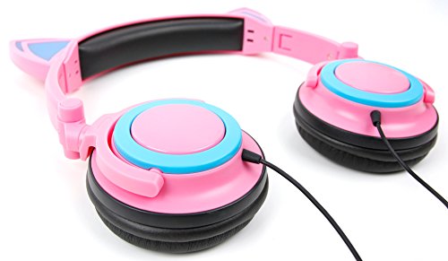 DURAGADGET Auriculares Plegables estéreo para Smartphone BQ Aquaris X5 Cyanogen Edition, Aquaris U Lite, Aquaris U Plus, Aquaris U, Aquaris X5 Plus, Aquiaris M5. Diseño de Orejas de Gato.