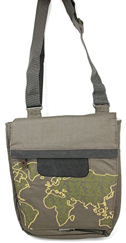 DURAGADGET Bolso con Bandolera Verde con Mapamundi Compatible con Portátil HP OMEN 15-dc1013ns, MEDION ERAZER P6705 - con Múltiples Bolsillos