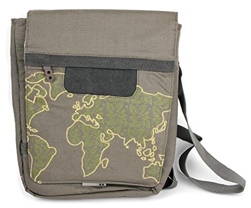 DURAGADGET Bolso con Bandolera Verde con Mapamundi para Portátil Medion Erazer P6679-MD 60474 - con Múltiples Bolsillos