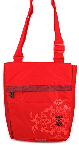 DURAGADGET Bolso Rojo con Print Floral para Portátil Medion Erazer P6605 - con Múltiples Bolsillos Y Asa De Hombro Ajustable