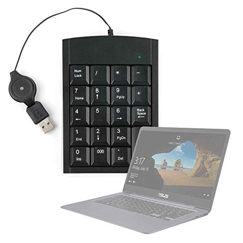 DURAGADGET Teclado Numérico con Cable Retráctil para Portátil HP OMEN 15-ce016ns, ASUS FX504GE-DM198T, ASUS FX504GD-DM473, ASUS VivoBook S14 S406UA-BV121T - con Conexión USB