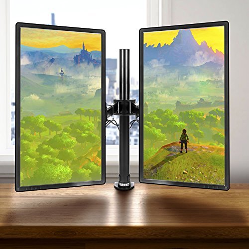 Duronic DM252 BK Soporte para 2 monitores de 13" a 27" Pulgadas con Doble Brazo 8Kg máx -Altura Ajustable, Giratorio, inclinable - Soporte para 2 Pantallas Compatible con TV LED LCD