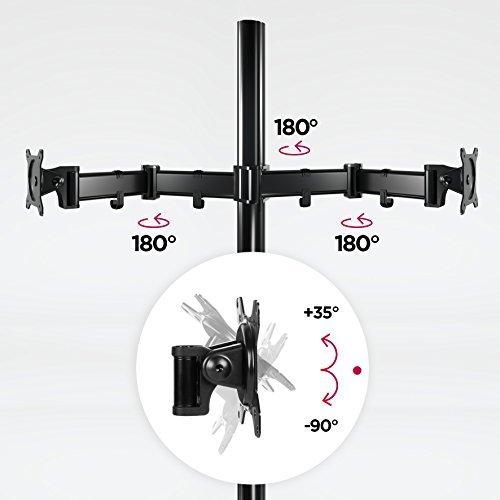Duronic DM252 BK Soporte para 2 monitores de 13" a 27" Pulgadas con Doble Brazo 8Kg máx -Altura Ajustable, Giratorio, inclinable - Soporte para 2 Pantallas Compatible con TV LED LCD
