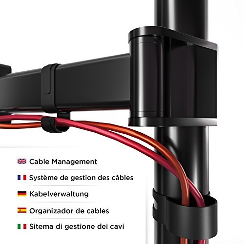 Duronic DM252 BK Soporte para 2 monitores de 13" a 27" Pulgadas con Doble Brazo 8Kg máx -Altura Ajustable, Giratorio, inclinable - Soporte para 2 Pantallas Compatible con TV LED LCD