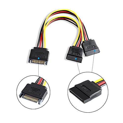 Duttek Cable Alimentacion SATA, Cable bifurcador Y de alimentación SATA a Dual SATA, disco duro HDD SSD, de 8 pulgadas