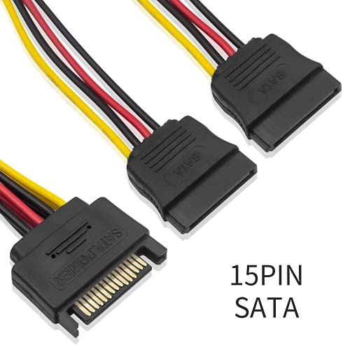 Duttek Cable Alimentacion SATA, Cable bifurcador Y de alimentación SATA a Dual SATA, disco duro HDD SSD, de 8 pulgadas