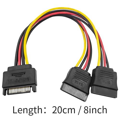 Duttek Cable Alimentacion SATA, Cable bifurcador Y de alimentación SATA a Dual SATA, disco duro HDD SSD, de 8 pulgadas