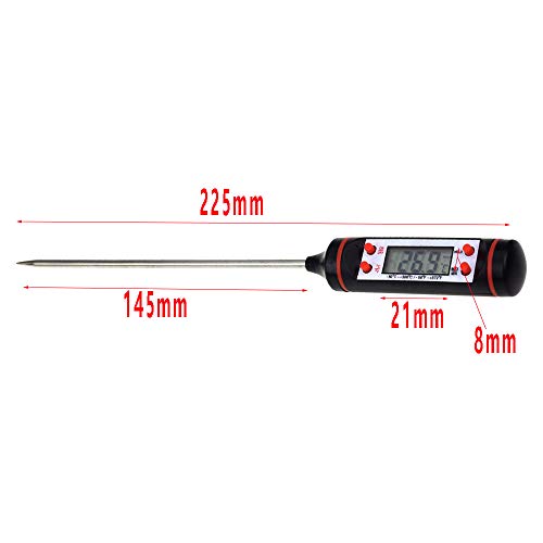 DXIA Termómetro de Cocina de Lectura Instantánea, Termómetro Digital de Cocina, Sonda Súper Larga, Termometro Alimentos con Pantalla LCD, Para Cocina, BBQ, Comida, Pavo, Caramelo, Leche, Agua de Baño