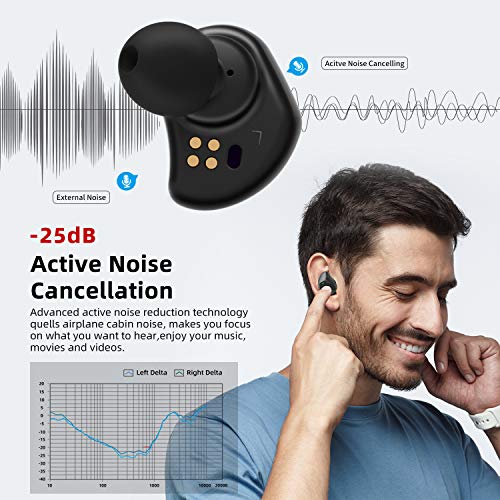 dypay ANC TWS Auriculares intraurales inalámbricos con cancelación de Ruido Activo, Bluetooth 5.0, 32 Horas de reproducción, Sonido Premium, Auriculares Bluetooth con micrófono Incorporado