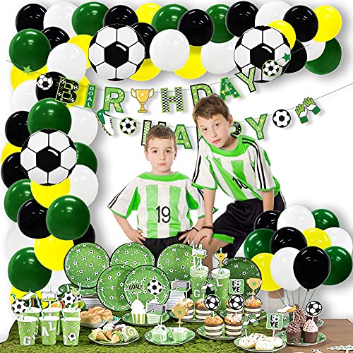 Easy Joy Decoración Cumpleaños para Fiestas Temáticas de Fútbol Globo Cumpleaños Arco Guirnalda Globo Banderas de Feliz Cumpleaños para Niños Niñas Aficionados al Fútbol