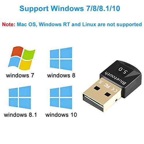 EasyULT Adaptador USB de Bluetooth 5.0, Bluetooth USB Dongle Transmisor y Receptor para PC con Windows XP/7/8/8.1/10/Vista, Plug and Play