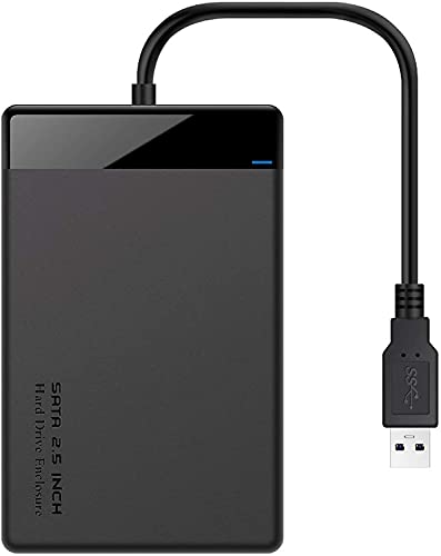 EasyULT Carcasa Discos Duros 2.5" con Cable USB 3.0, Estuche para SATA de 7-9.5mm, No Requiere Herramientas, Caja Disco Duro Externo para Sistemas Windows y Mac(Negro)