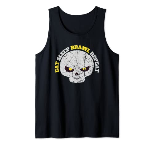 Eat Sleep Brawl Repeat Win Fight Brawl Repeat Gamer Boxer Camiseta sin Mangas