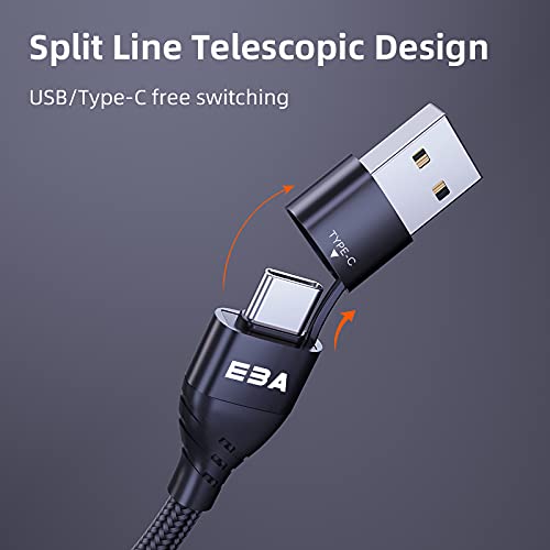 EBA 1 pieza / 1,5 m Universal Teléfono Móvil Cable de carga 6 en 1, Cable USB con i-producto/Tipo C/Micro USB para i-producto,Samsung Galaxy S20 S10 Google Pixel, LG, HTC, Huawei (sólo carga)