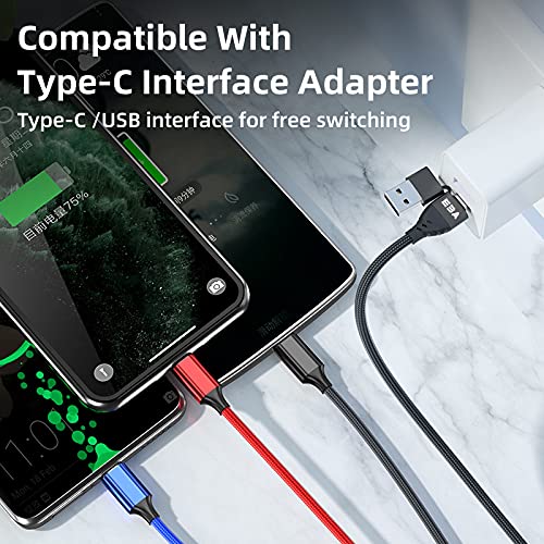 EBA 1 pieza / 1,5 m Universal Teléfono Móvil Cable de carga 6 en 1, Cable USB con i-producto/Tipo C/Micro USB para i-producto,Samsung Galaxy S20 S10 Google Pixel, LG, HTC, Huawei (sólo carga)